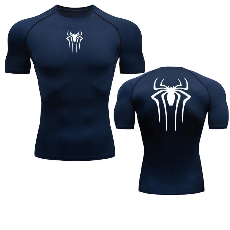 Printed Men's Athletic Compression Shirts Athletic Quick Dry Breathable Rash Guard Athletic Tight Workout Tops Summe